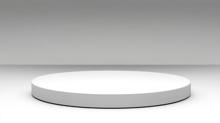 White Circular Platform Display Stand on White Background