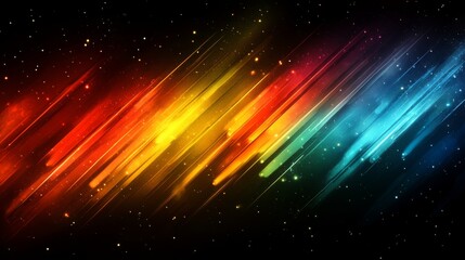 Obraz premium Abstract Colorful Diagonal Light Streaks Background with Glowing Particles.