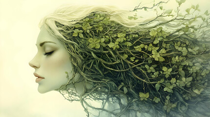 Nature Woman Illustration: Serene Fantasy Art