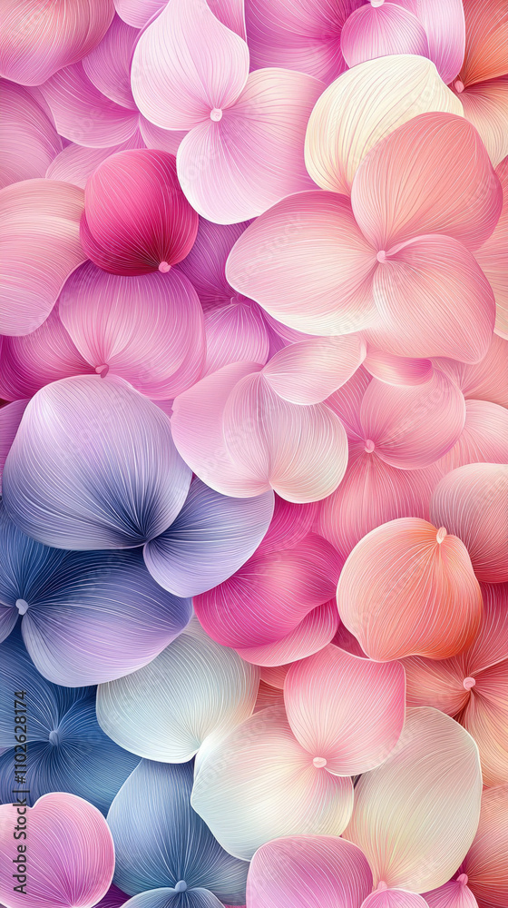 Poster a stunning array of flower petals in various hues creates a beautiful pattern, showcasing the delica