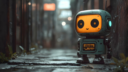 Cute Retro Robot 3D Illustration