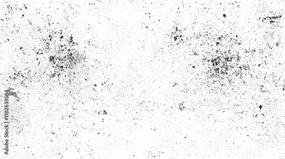 Poster An abstract texture features a splattered pattern in black and white, resembling artistic ink or paint stains on a light background, creating depth and contrast