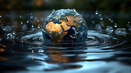 3D Render Global Water Crisis Illustration