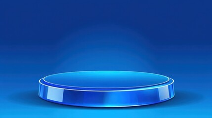 A Blue Glossy Circular Platform On A Blue Background