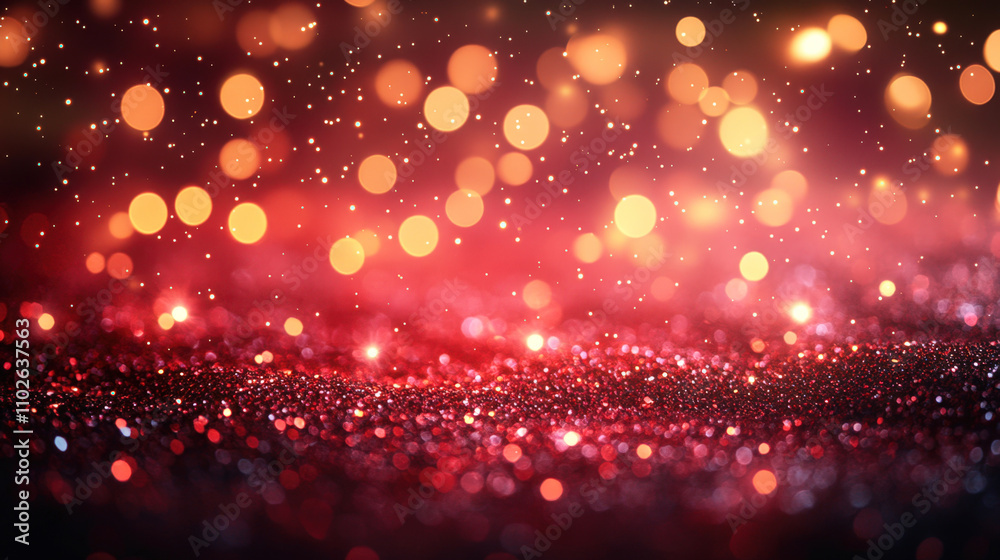 Fototapete Colorful bokeh lights create a mesmerizing effect on a shimmering surface, enhancing the atmosphere of a festive evening