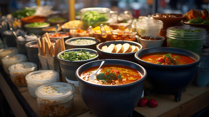 Fototapeta premium various soups in bowls