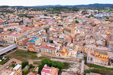 Fototapeta premium Aerial view of the residential areas of the province of La Bisbal d'Emporda in Catalonia, Spain