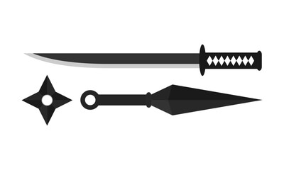 Naklejka premium Ninja Weapon Vector Set - Kunai and Shuriken
