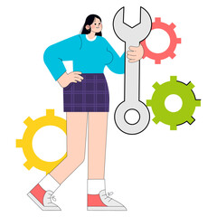 Young Business Woman. Flat Vector Illustration