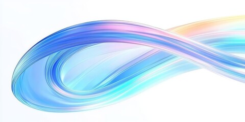 Abstract Digital Artwork Fluid Movement Translucent Ribbons Elegant Design Blue White Background