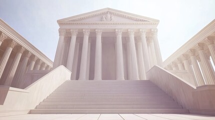 Fototapeta premium Grand Classical Temple Structure with Wide Staircase
