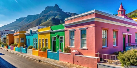 Vibrant Minimalist Photography of Bo Kaap's Colorful Houses in Cape Town, South Africa - A Visual Journey Through Iconic Architecture and Culture