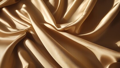 Fototapeta premium Luxurious Pale Yellow-Brown Silk with Delicate Folds