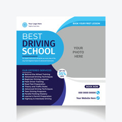 Professional Driving School social media post design template
