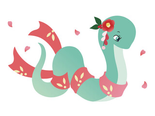 年賀状素材　巳　装飾付