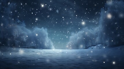 Enchanting snowflakes dancing in the moonlight, transforming the world into a winter wonderland on Christmas Eve.