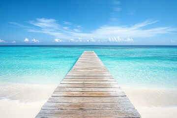 Fototapeta premium Serene Tropical Paradise Wooden Pier Ocean