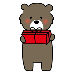 プレゼントを渡すクマ