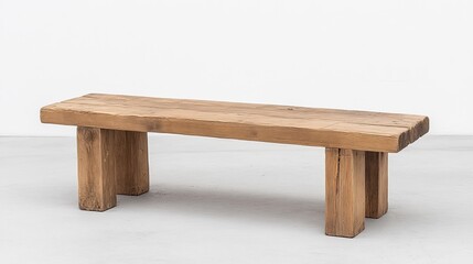 Simple Wooden Bench on a Neutral Background