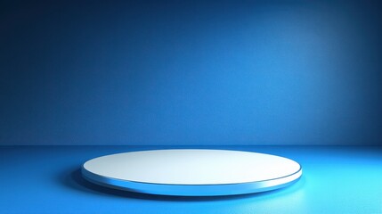Circular Platform Against Blue Textured Wall