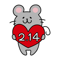 バレンタインデーの日付を持っているネズミ