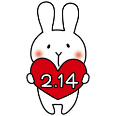 バレンタインデーの日付を持っている白いうさぎ