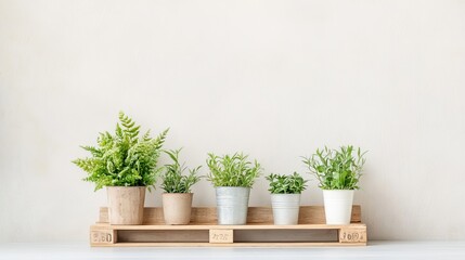 Fresh Indoor Plants on Wooden Shelf for Relaxing Home Vibe