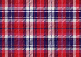 Navy Violet White Tartan Plaid Fabric Texture, Red Background, Seamless Stripe Pattern, Woven Textile,  High-Resolution Product Photography