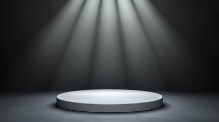 Illuminated Circular Platform In Dark Room