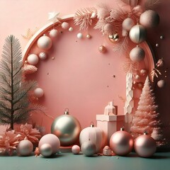 pastel pink cute christmas tree holiday decoration 
