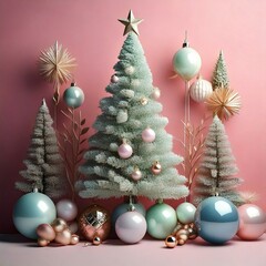 pastel pink cute christmas tree holiday decoration 
