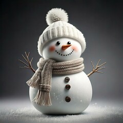 Adorable Snowman with Hat and Scarf | Christmas Decoration isolated