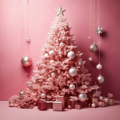 pastel pink cute christmas tree holiday decoration 