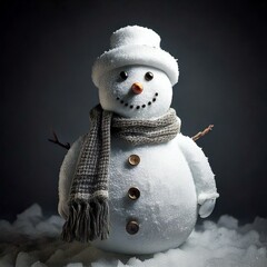 Adorable Snowman with Hat and Scarf | Christmas Decoration Isolated 
