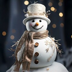 Adorable Snowman with Hat and Scarf | Christmas Decoration Isolated 