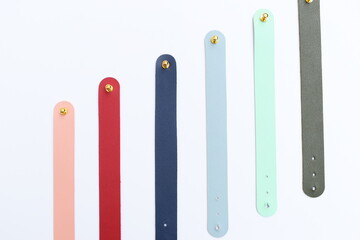 pastel colorful leather strap isolated on white background