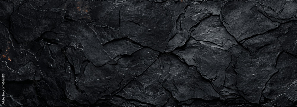 Aufkleber black rock texture background. panoramic black stone wall with rough surface. high resolution photog