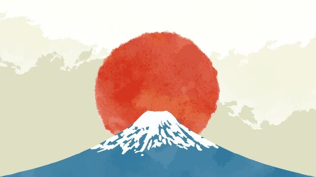 富士山と日の出の横長動画