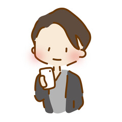 真顔で携帯電話をさわるゆるくて可愛い男の子