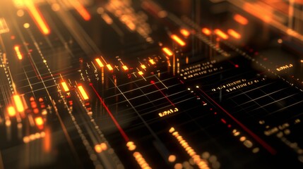 A futuristic close-up of a circuit board with glowing data streams and lines, symbolizing technology, innovation, and the flow of information in a digital world. AI generated.