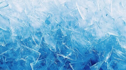 Fototapeta premium Close-up of Clear Ice Cubes with Blue Background and Texture Details