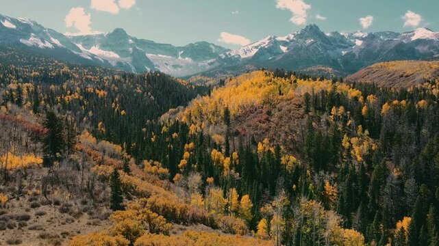 Kebler Pass Fall Colors and Mountain Views 4k Drone video