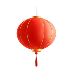 Obraz premium A glowing New Year lantern, cultural celebration, digital painting, red and gold, isolated on white background