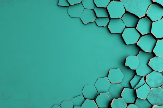 A geometric aqua background with subtle hexagonal shapes forming a sleek and modern pattern