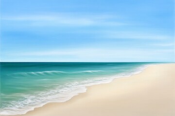 Fototapeta premium A peaceful beach scene, with soft aqua waves gently rolling onto the shore