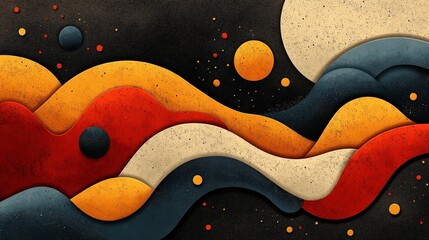 Obraz premium Vibrant abstract shapes create an enchanting landscape that evokes emotions of wonder and creativity in an artistic composition