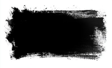 Black Abstract Grunge Brush Stroke Frame on White Background Minimalist Design