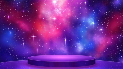 Cosmic Platform In A Galaxy Of Purple And Pink Hues
