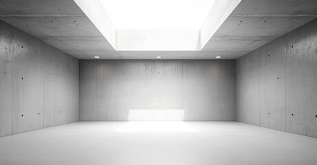 Fototapeta premium Modern Minimalist Concrete Room with Skylight and Smooth Grey Walls