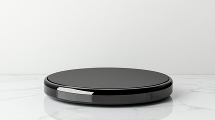 Black Circular Product Display On Marble Surface